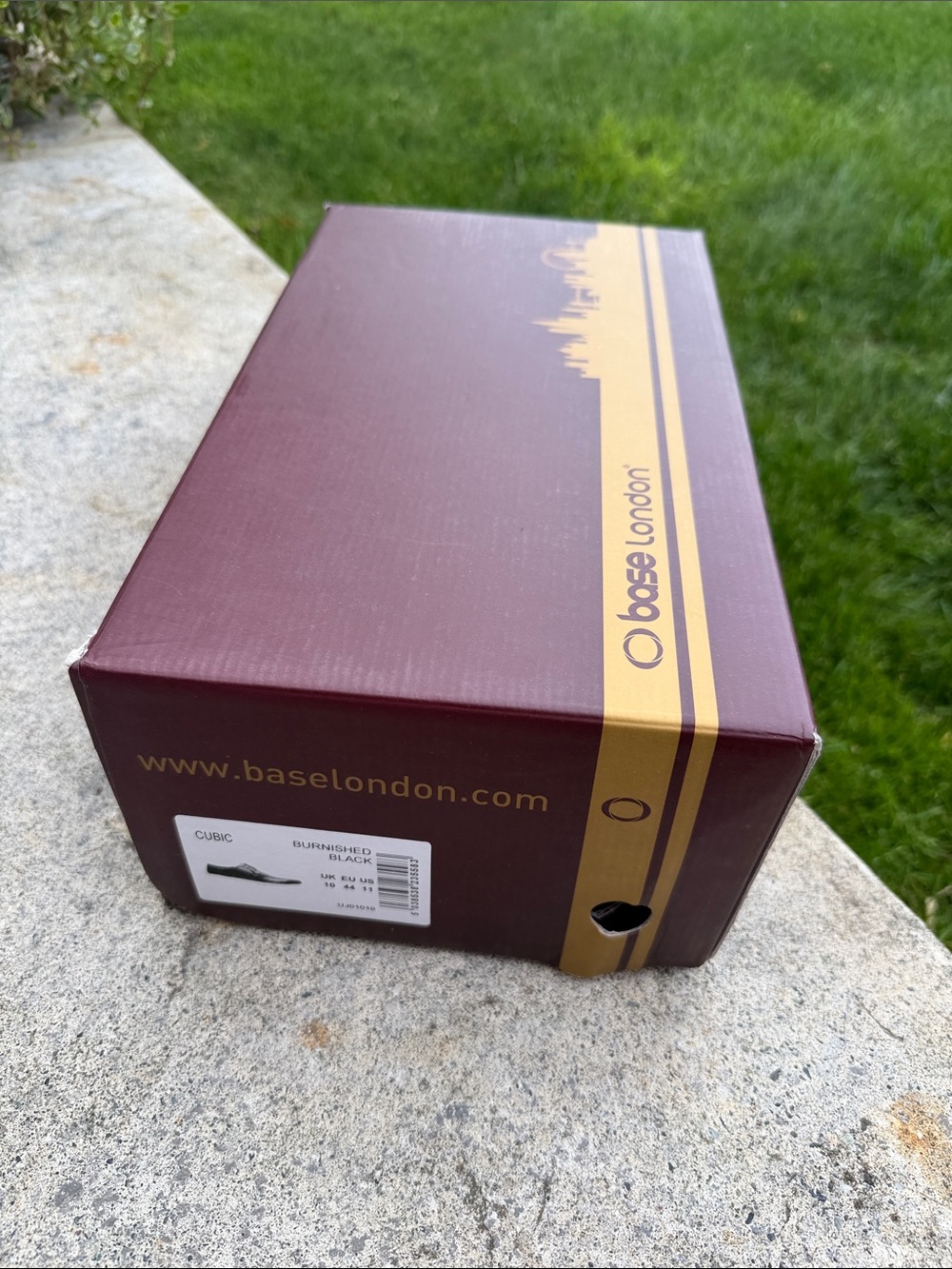 Base London Burgundy Shoe Box with Gold Accent